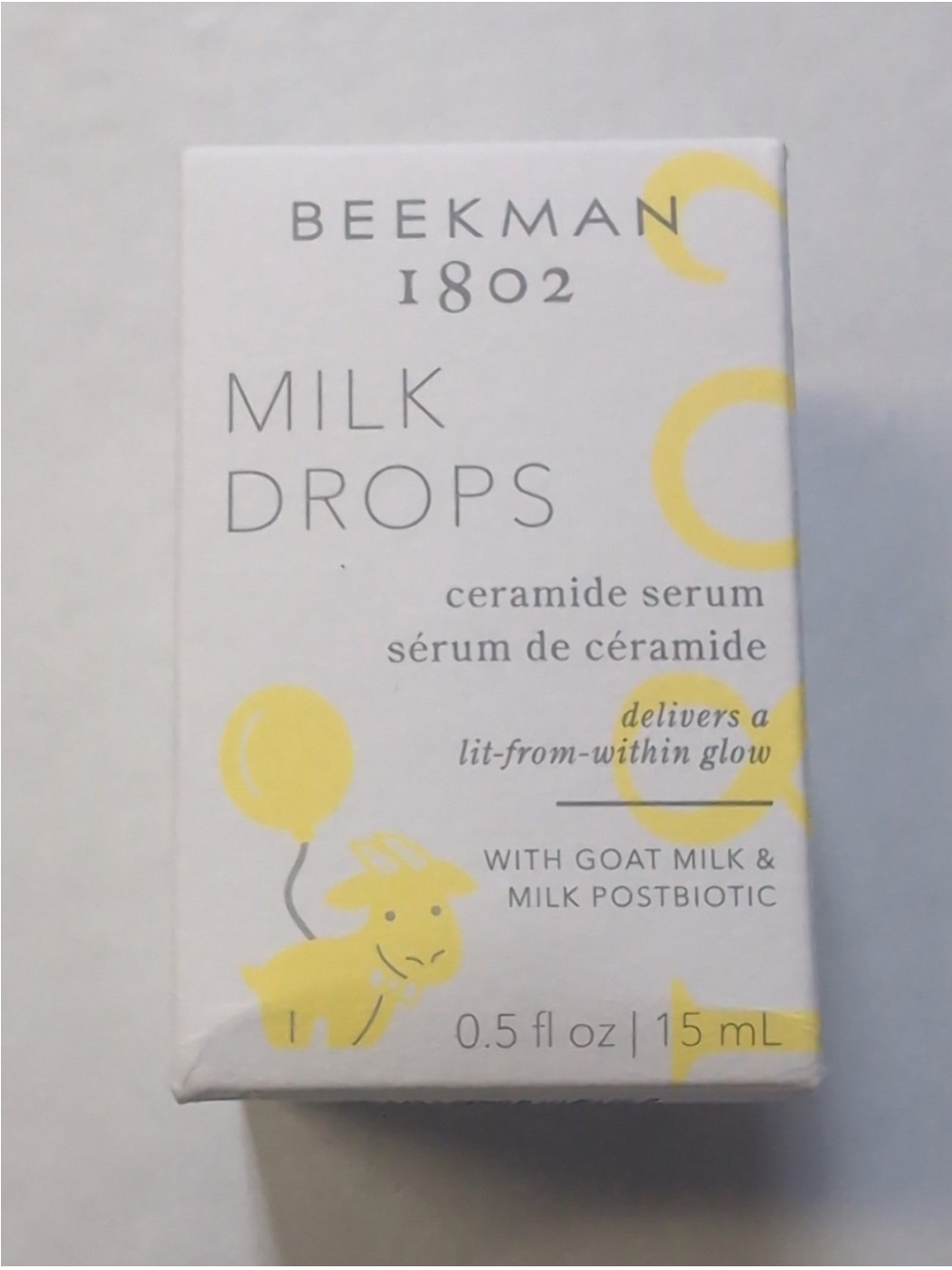 Beekman 1802 Milk Drops Ceramide Serum - White & Yellow Packaging 0.5floz 15ml